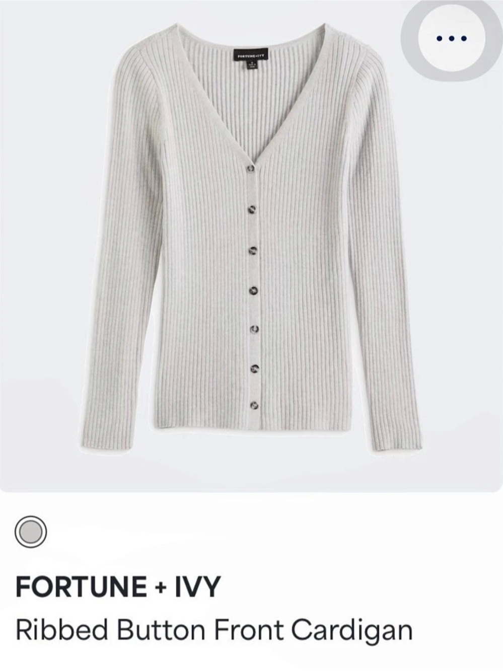 Fortune + Ivy Ribbed Button Front Cardigan V-Neck Gray XL NWOT STITCH FIX